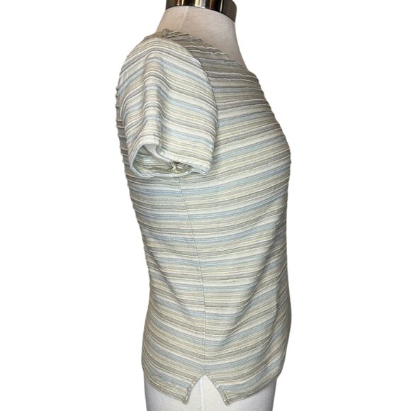 Vintage J. Jill Women SP Striped Short Sleeve  Cotton Top USA Y2K Pullover - Picture 7 of 13